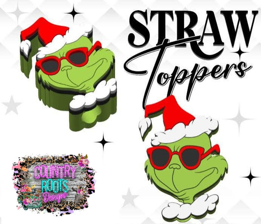 Grinch_Red 3D Straw Topper