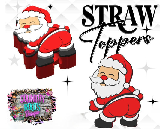 Booty Santa 3D Straw Topper
