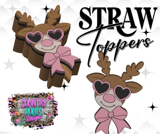 Girl Deer 3D Straw Topper