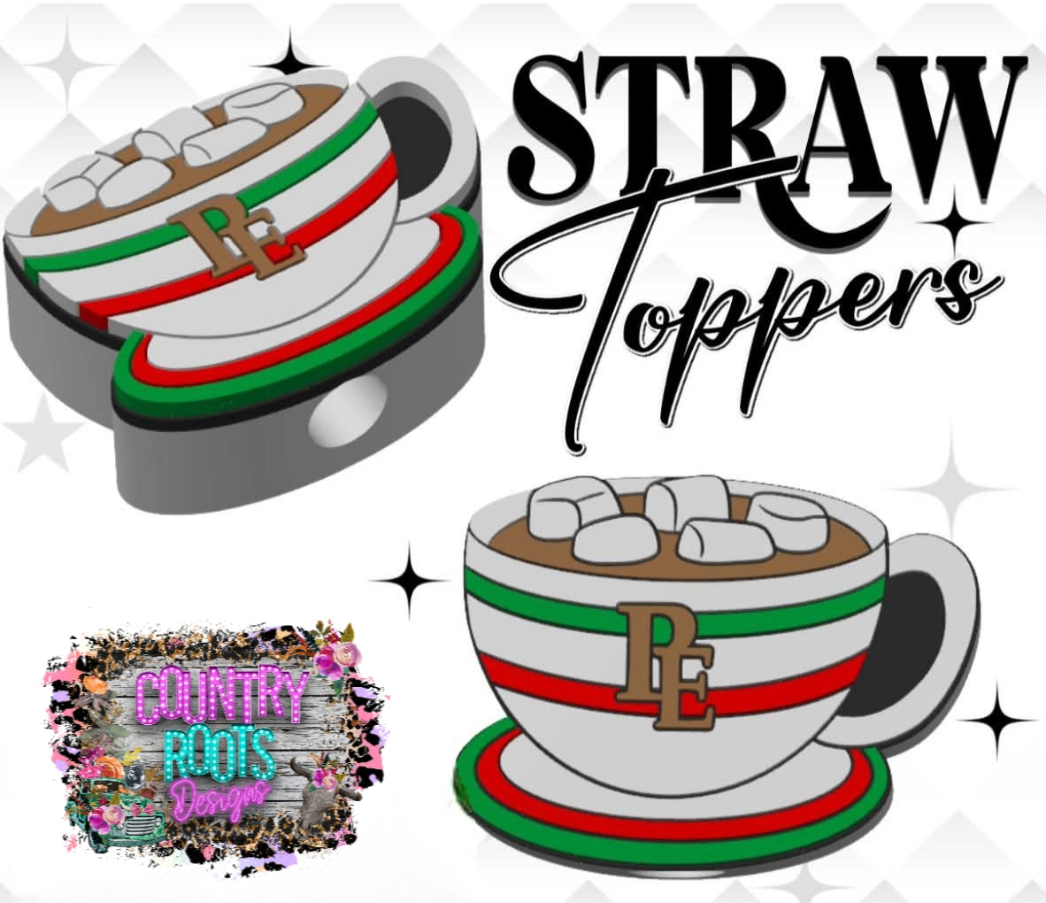 PE Hot Cocoa 3D Straw Topper