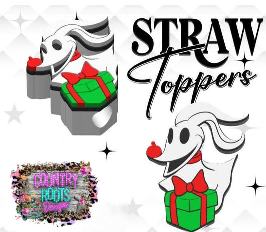 Christmas Ghost Dog 3D Straw Topper