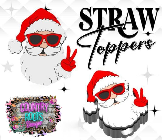 Santa Peace 3D Straw Topper
