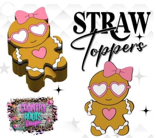 Girl Gingerbread 3D Straw Topper