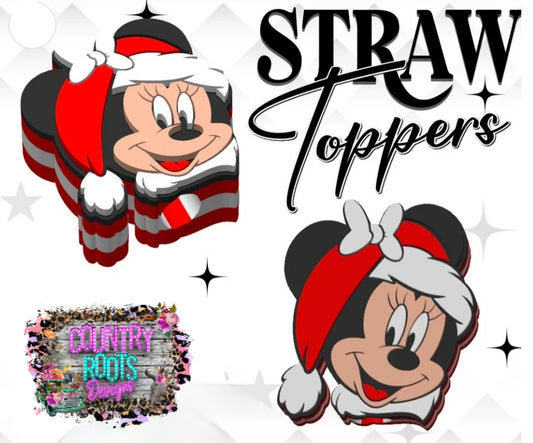 Christmas Girl Mouse 3D Straw Topper