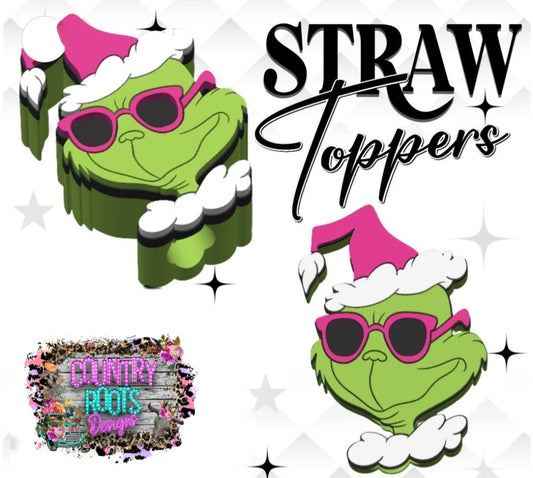 Grinch_Pink 3D Straw Topper