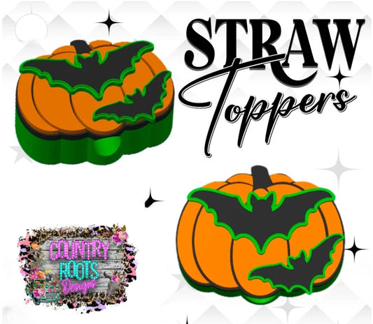 Bat Pumpkin 3D Straw Topper