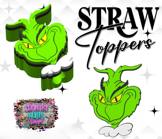 Grinch 3D Straw Topper