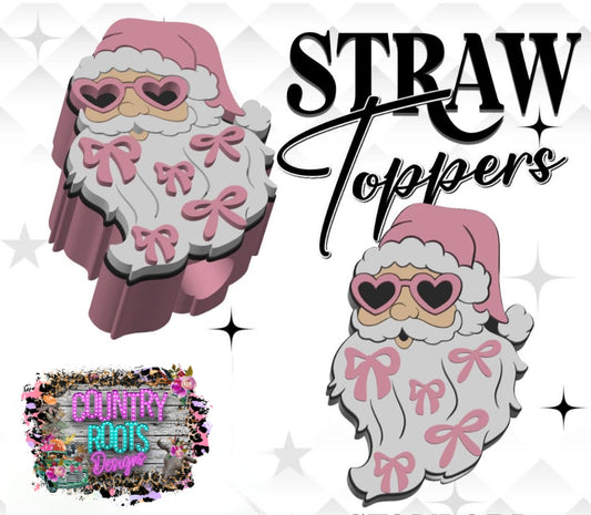 Santa Bows 3D Straw Topper