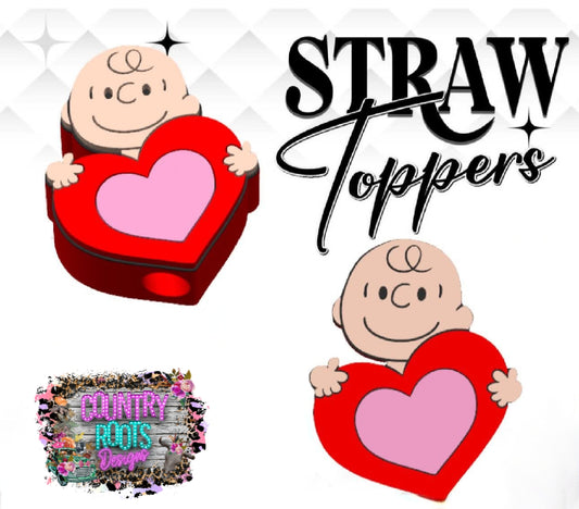 Charlie Heart 3D Straw Topper