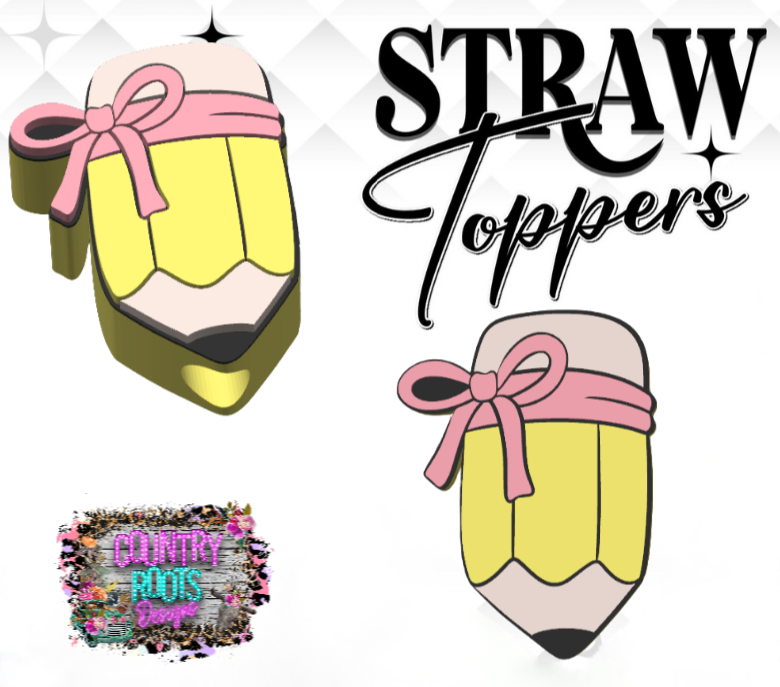 Pencil 3D Straw Topper