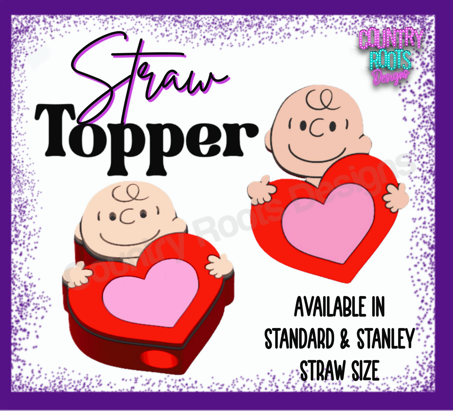 RTS Charlie Heart 3D Straw Topper