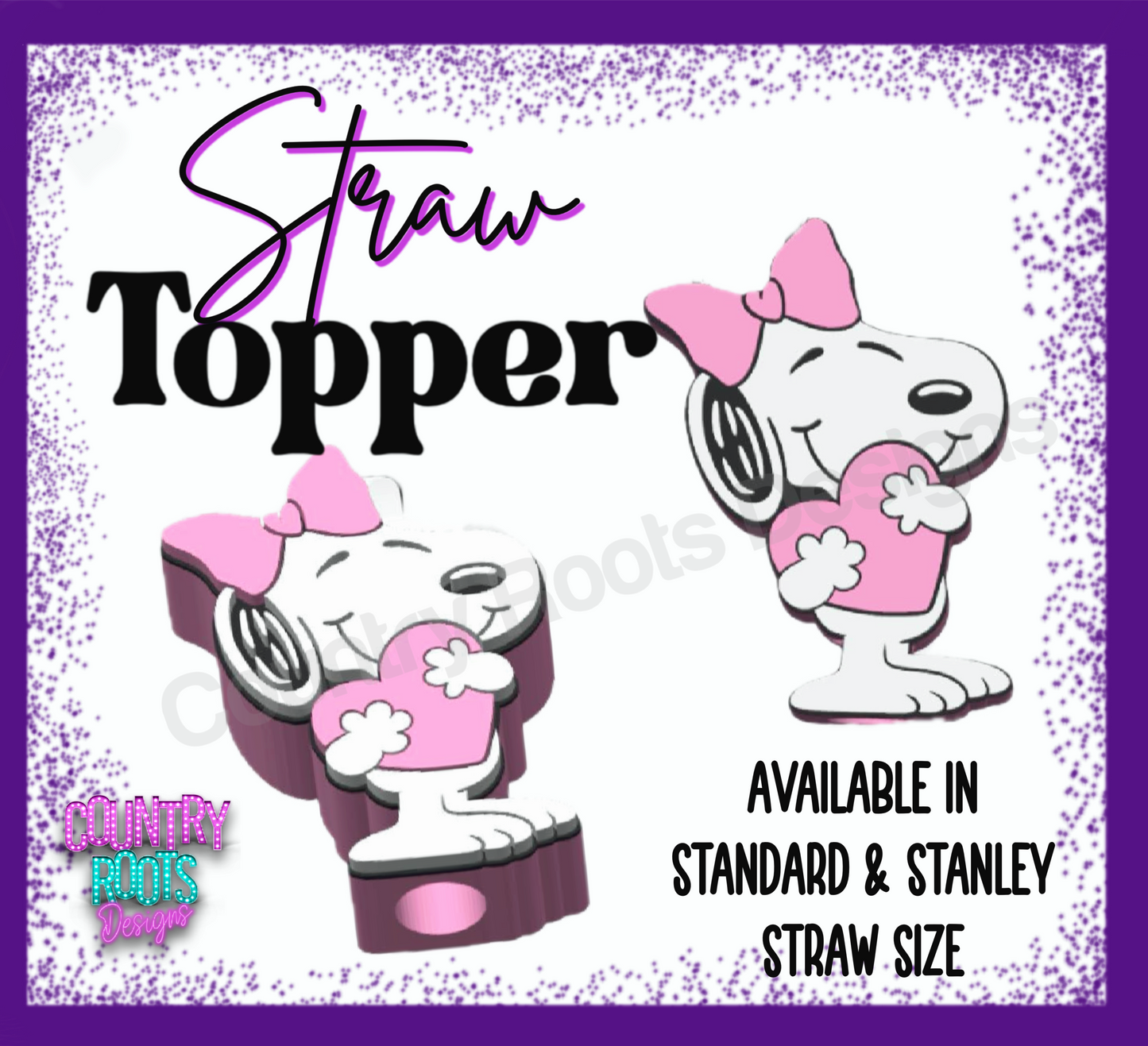 Girl Puppy 3D Straw Topper