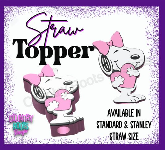 Girl Puppy 3D Straw Topper