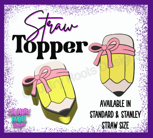 Pencil 3D Straw Topper