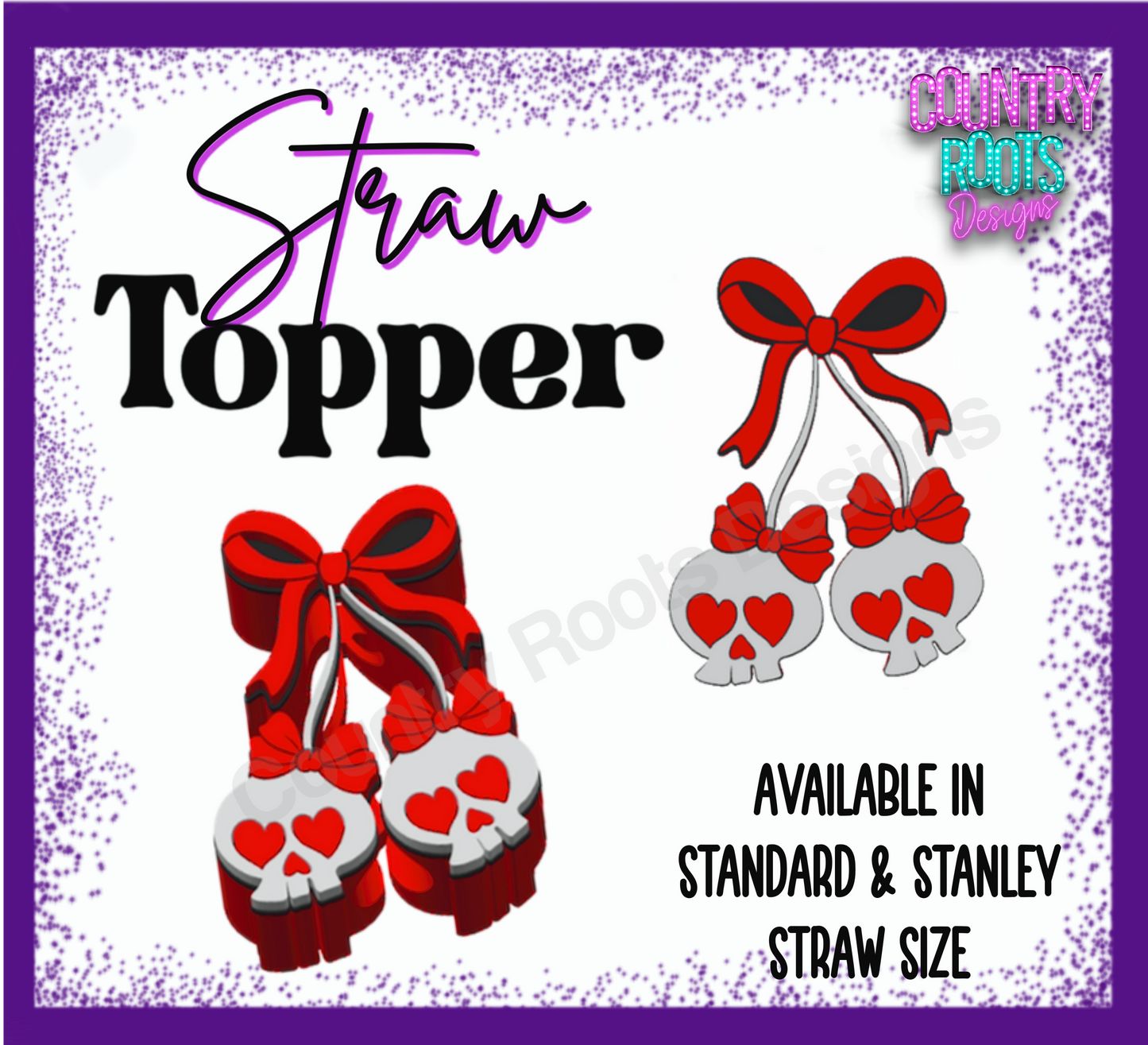 Skull Cherries 3D Straw Topper