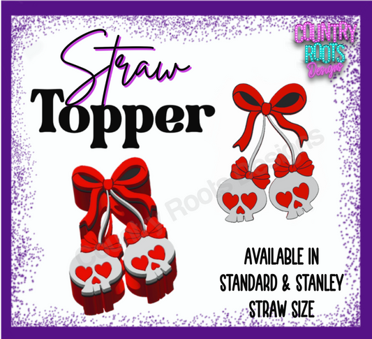 Skull Cherries 3D Straw Topper