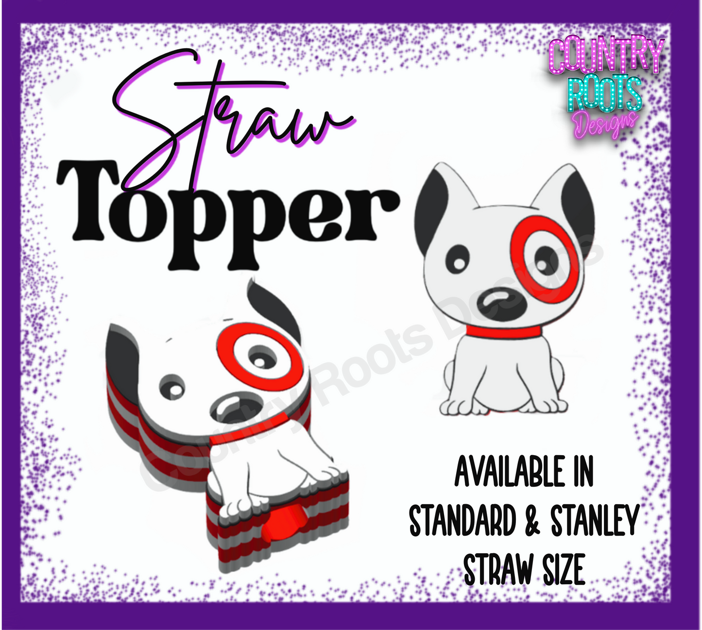 Bulls Eye_Dog 3D Straw Topper