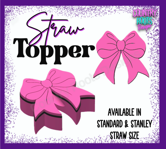 RTS Pink Bow 3D Straw Topper