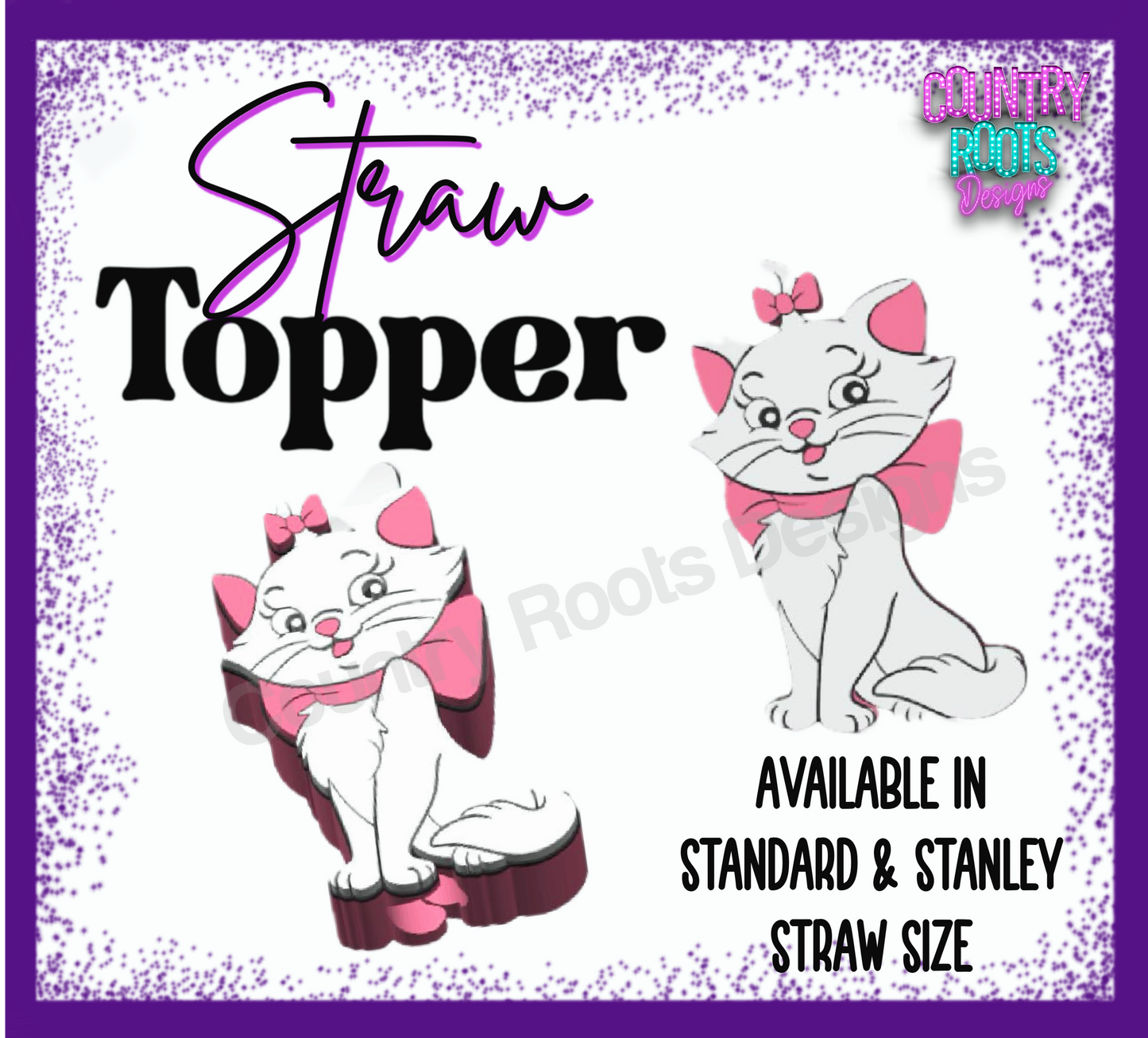 Girl Kitty 3D Straw Topper