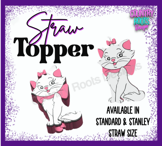 Girl Kitty 3D Straw Topper