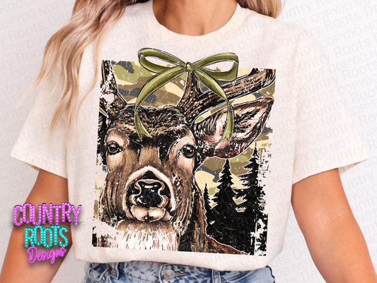 Camo Buck w/ Bow Tee