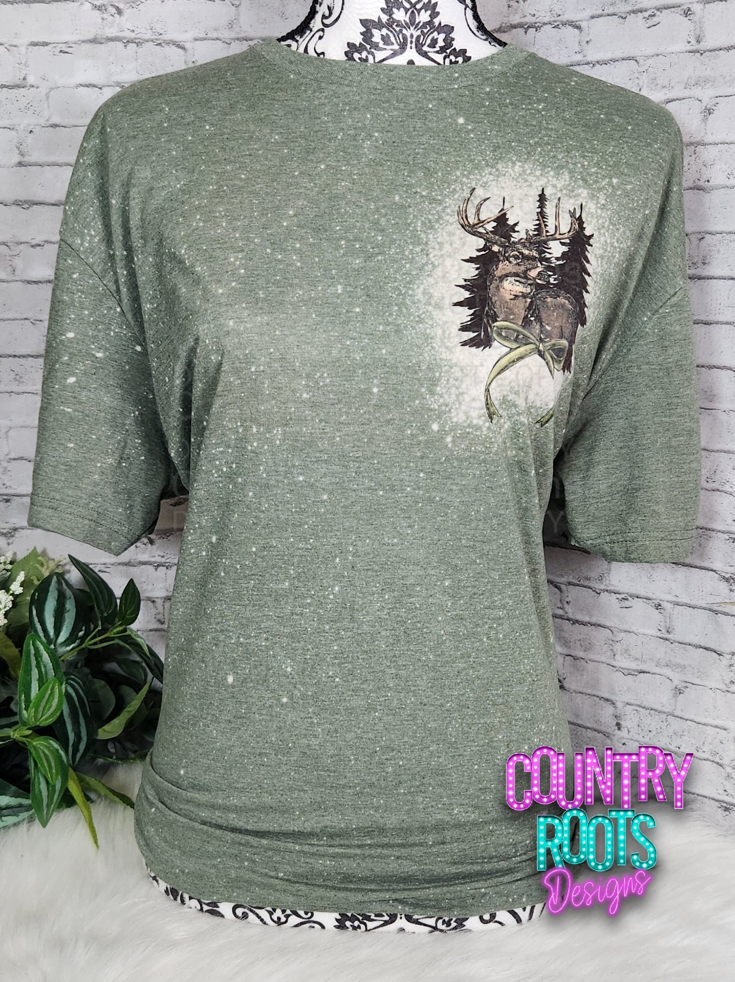 Camo Buck w/ Bow Tee- Front & Back