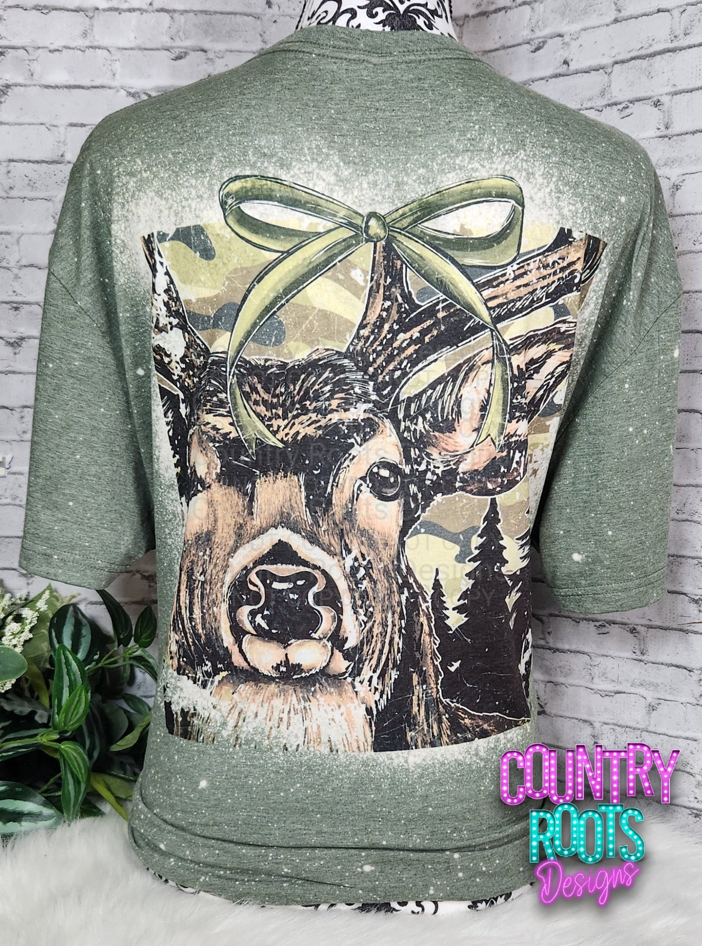 Camo Buck w/ Bow Tee- Front & Back