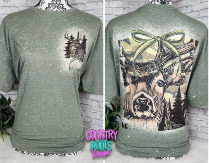 Camo Buck w/ Bow Tee- Front & Back