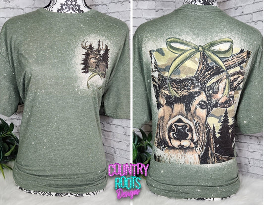 Camo Buck w/ Bow Tee- Front & Back