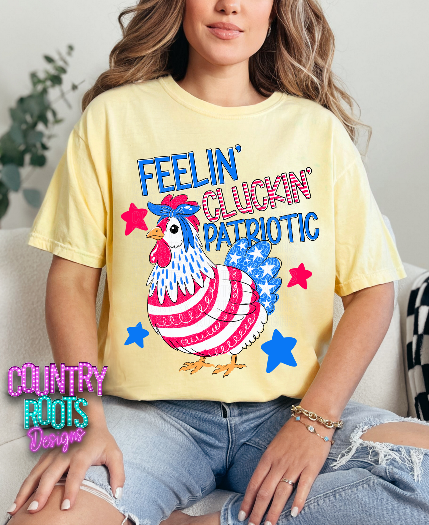 Feelin' Cluckin' Patriotic- Comfort Colors Tee