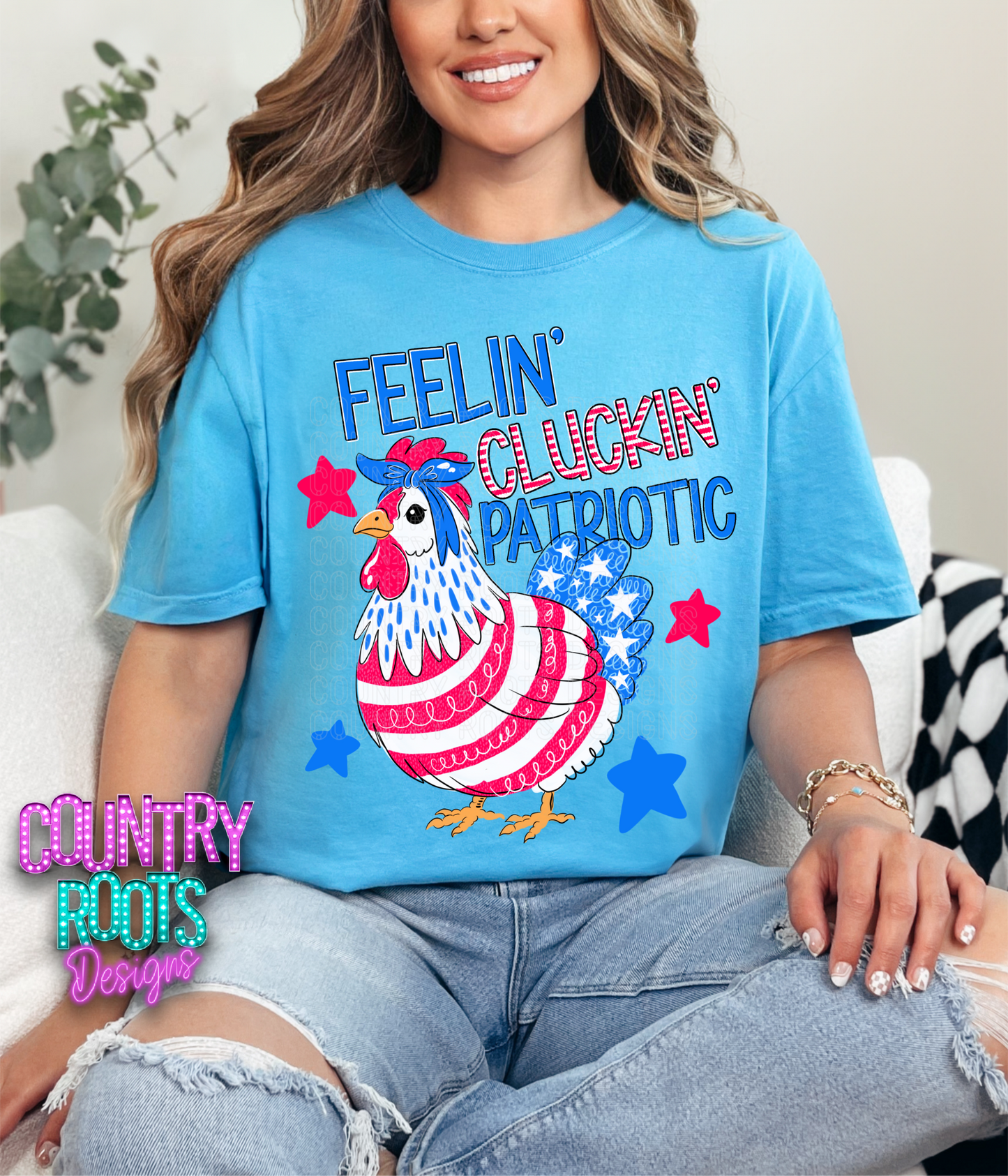 Feelin' Cluckin' Patriotic- Comfort Colors Tee