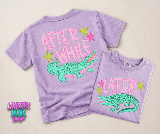 Later Gator/Afterwhile Crocodile-Pink- Comfort Colors (Kids)