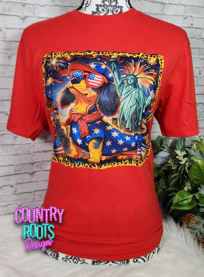 Patriotic Weiner Dog Tee