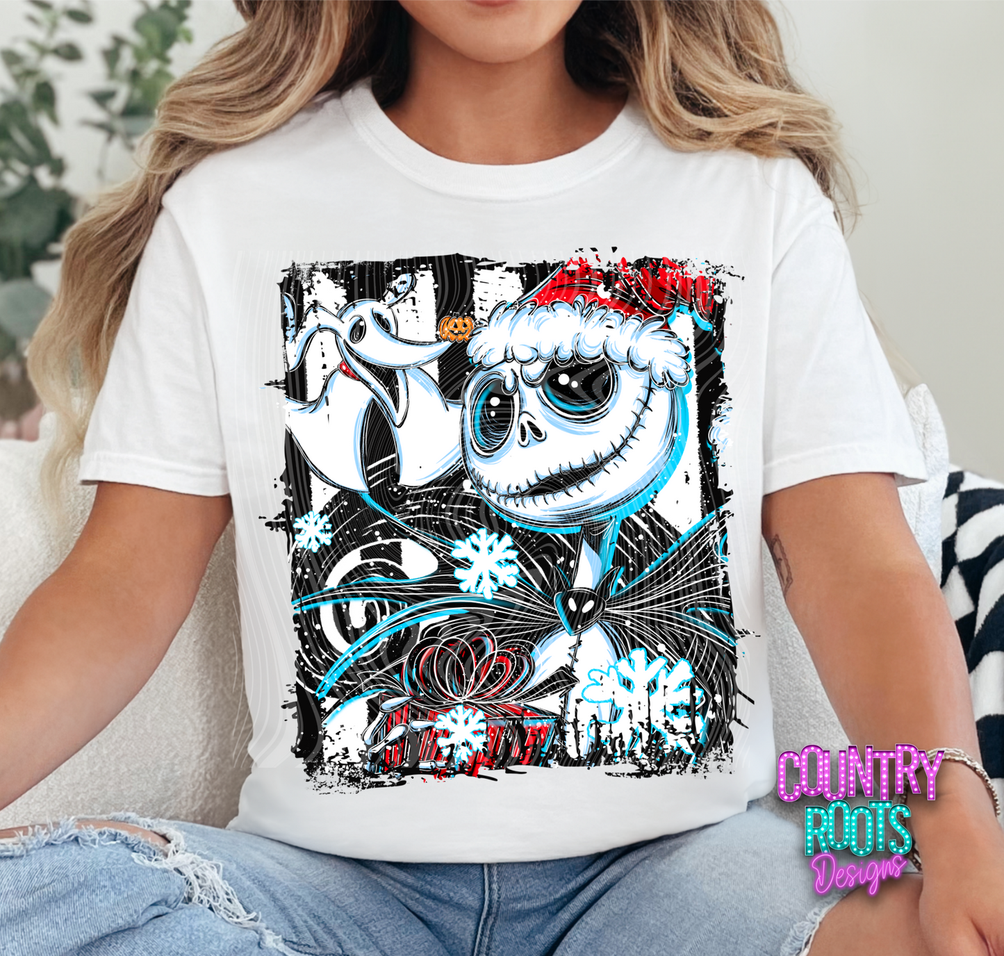 Christmas Jack Selfie Tee- Black