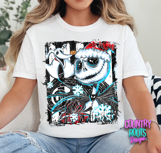 Christmas Jack Selfie Tee- Black