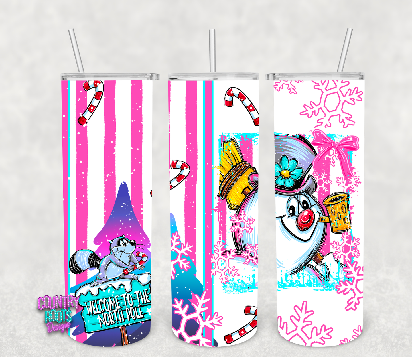 Christmas Snowman Selfie_ 20oz Skinny Tumbler