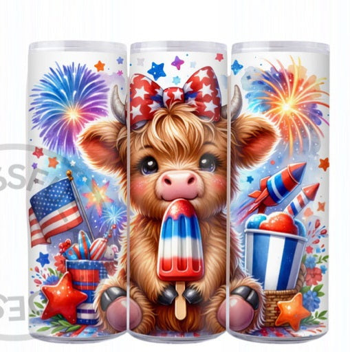 Patriotic Cow 20oz Skinny Tumbler