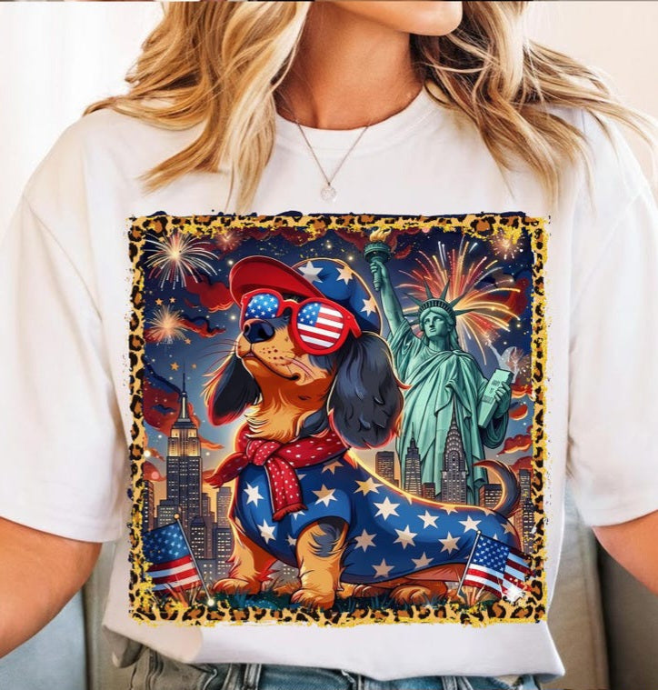 Patriotic Weiner Dog Tee