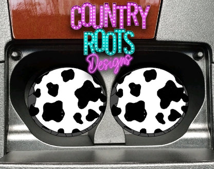 Cow Print Car Coasters