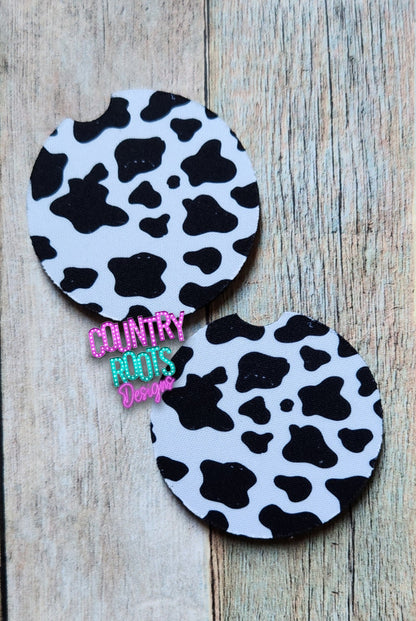 Cow Print Car Coasters