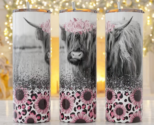 Highland Cow Pink 20oz Skinny Tumbler